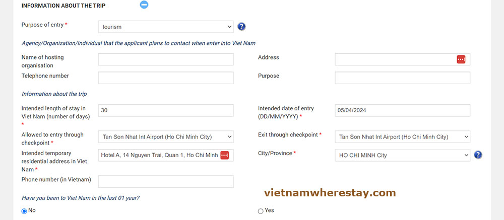 Intended address in Vietnam