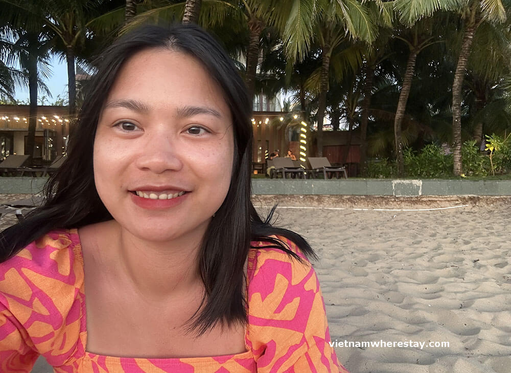 Me at the private beach of Dusit resort at sunset