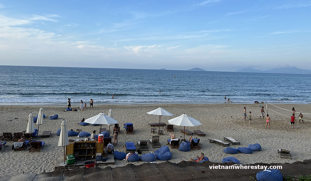Lots of umbrellas and bed chairs on An Bang beach