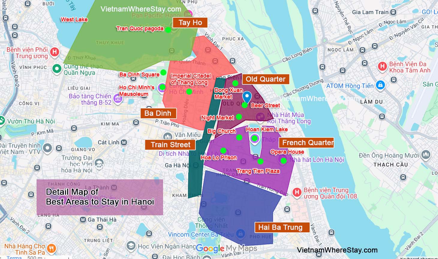 Detail Best areas to stay in Hanoi Map and Major attractions
