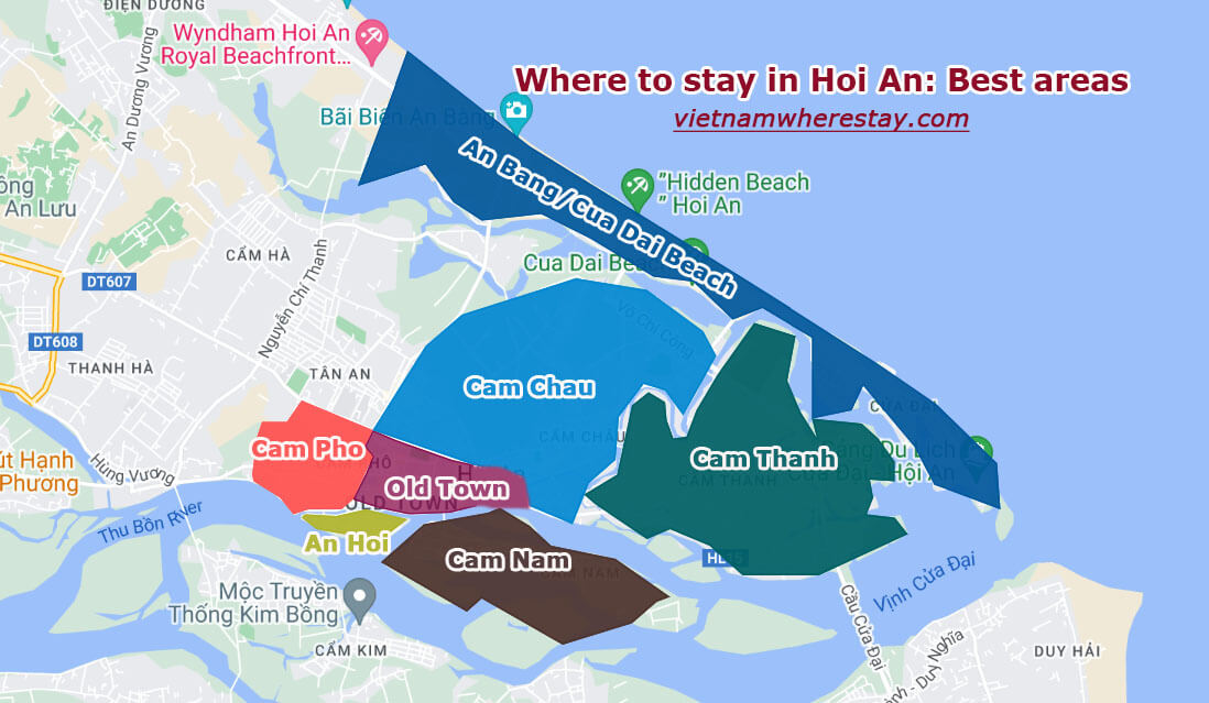 Where to stay in Hoi an Best areas map