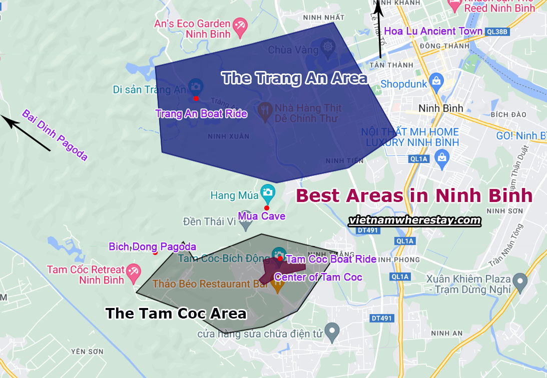 Major tourist areas in Ninh Binh