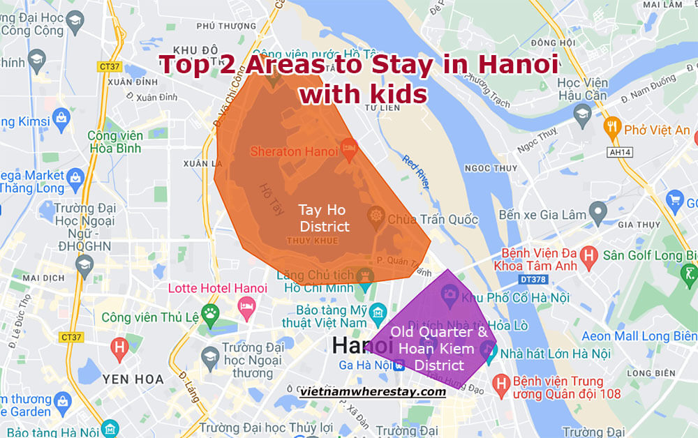 Top 2 areas in Hanoi with kids