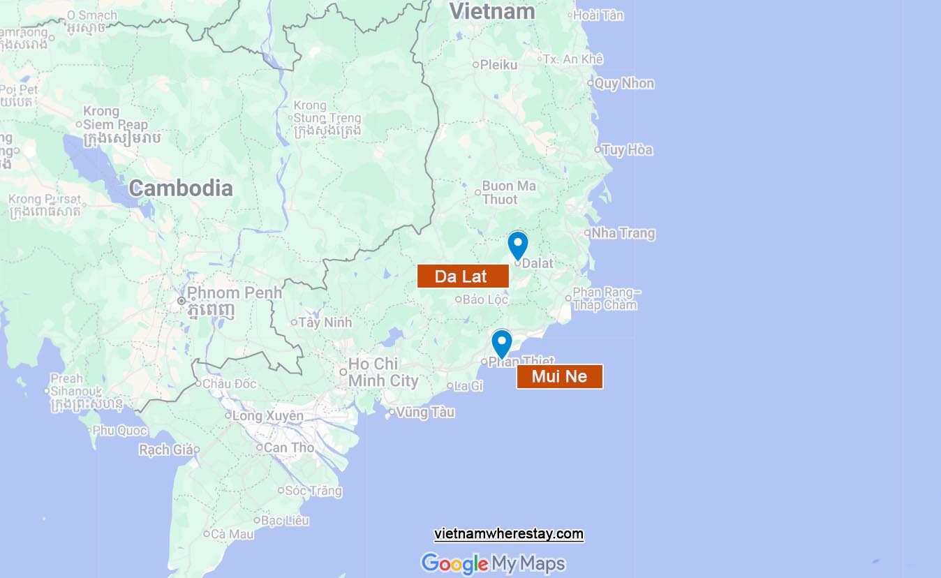 Da Lat Mui ne on map