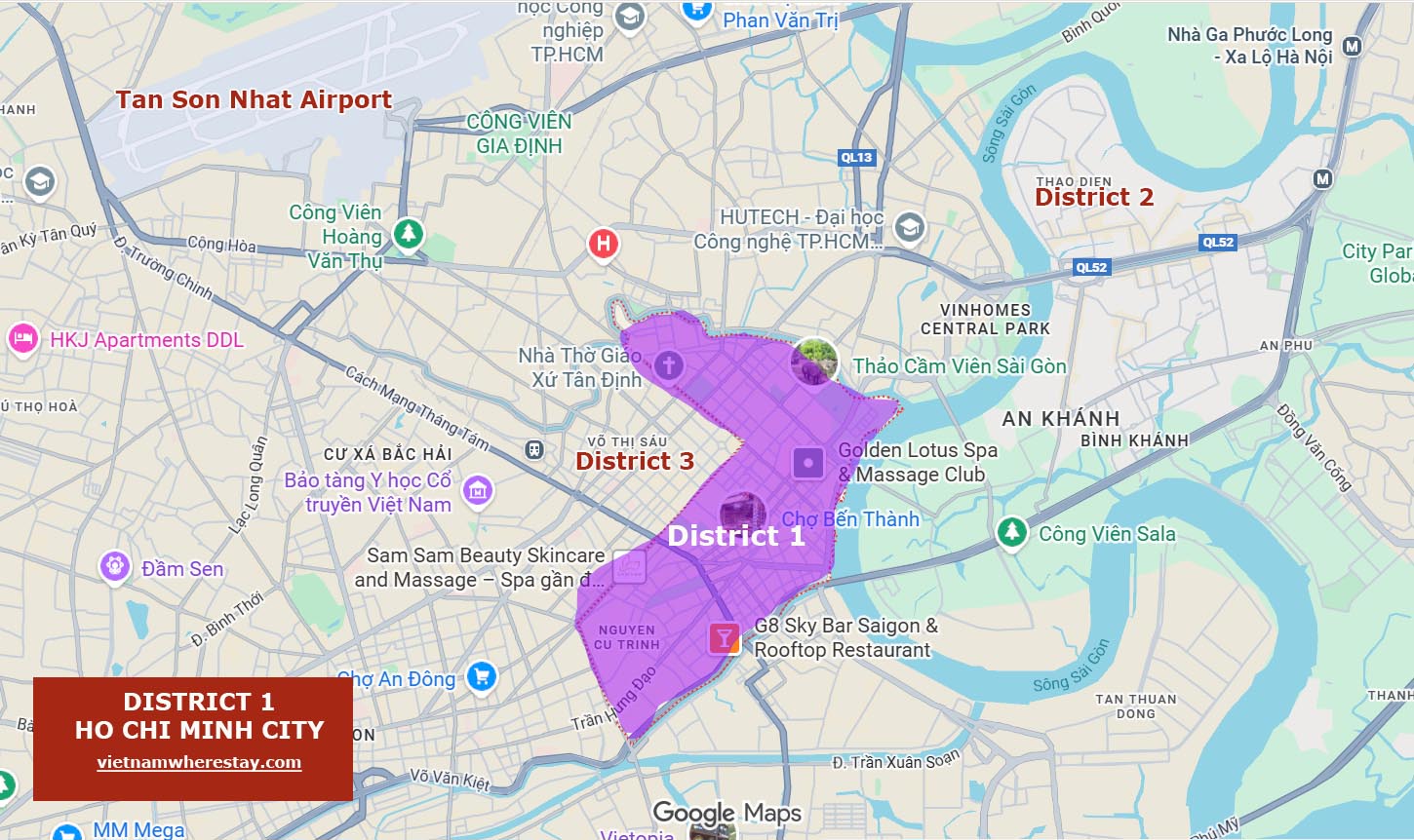 District 1 Ho Chi Minh on map