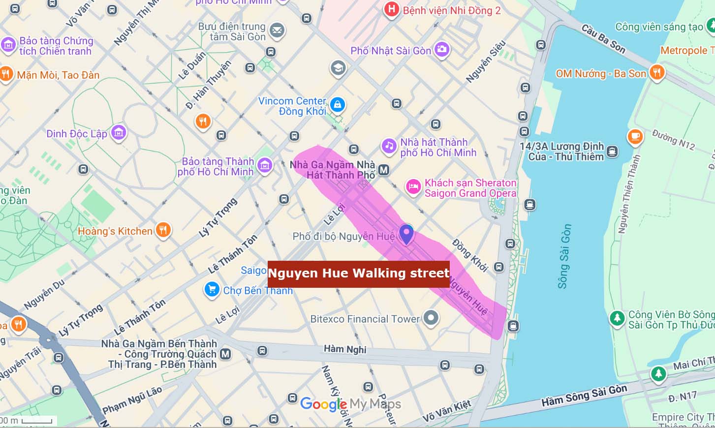 Nguyen Hue Walking street HCMC map