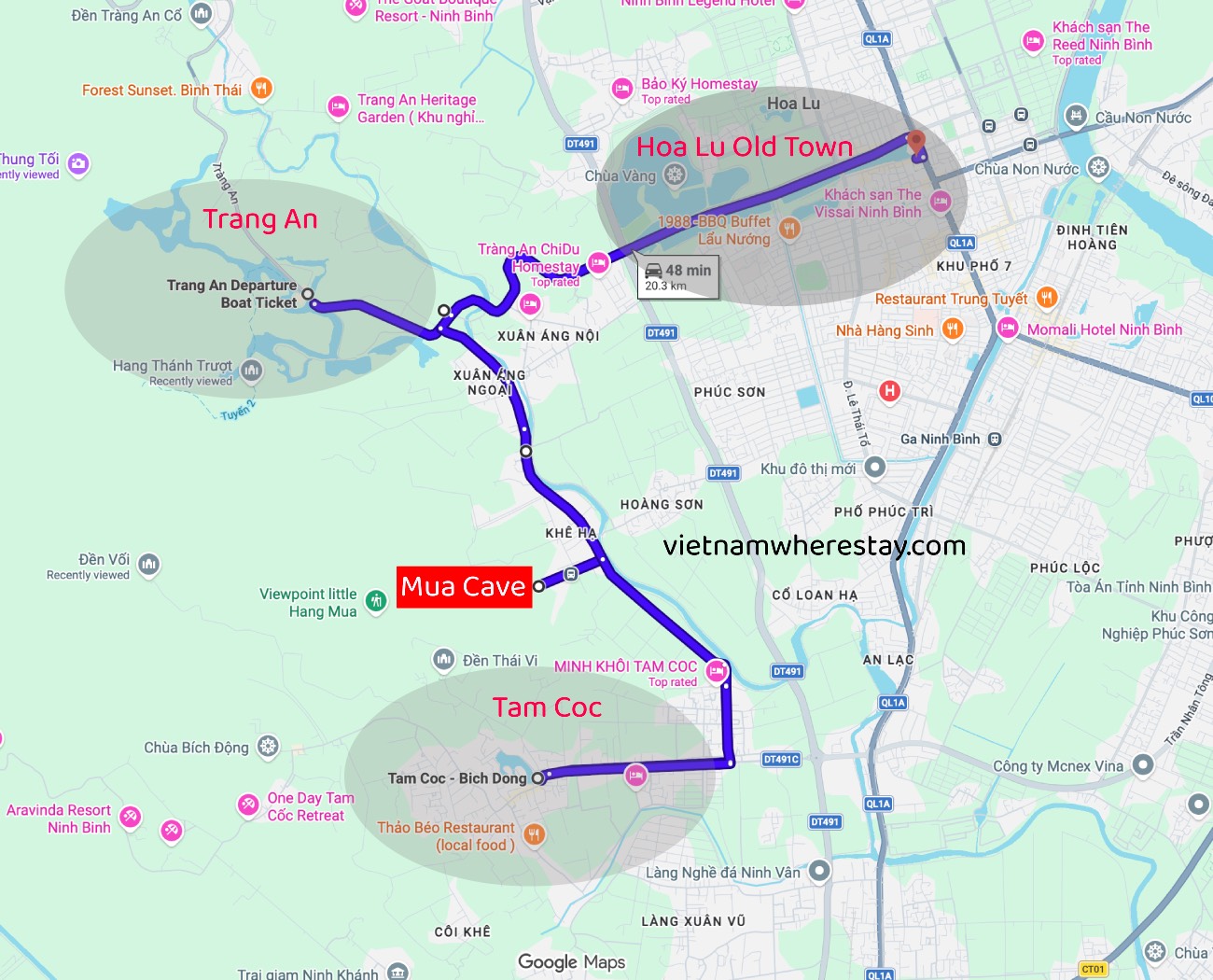 Mua Cave Location on Map Ninh Binh