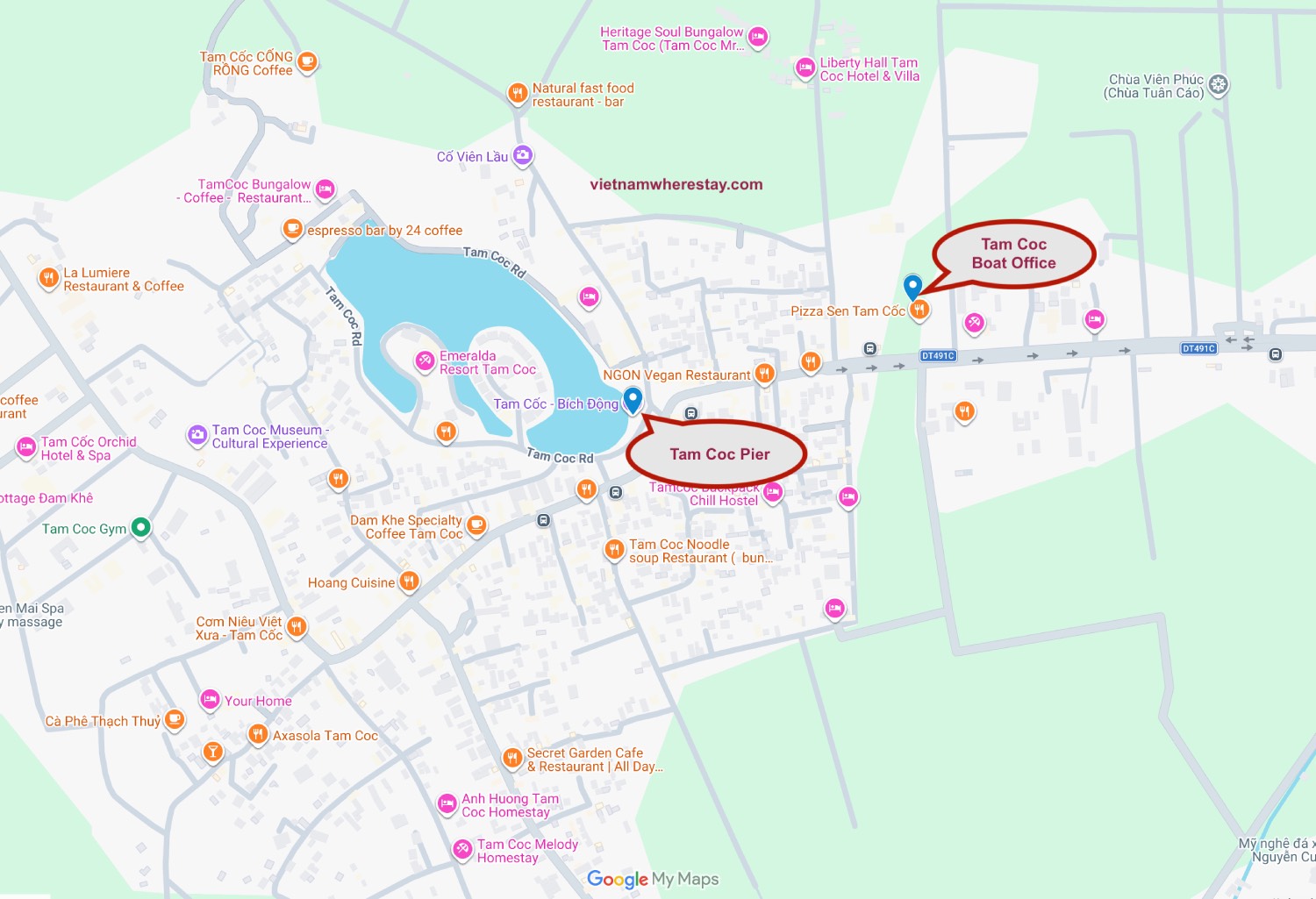 Tam Coc Pier and Boat Ticket Office Location on map