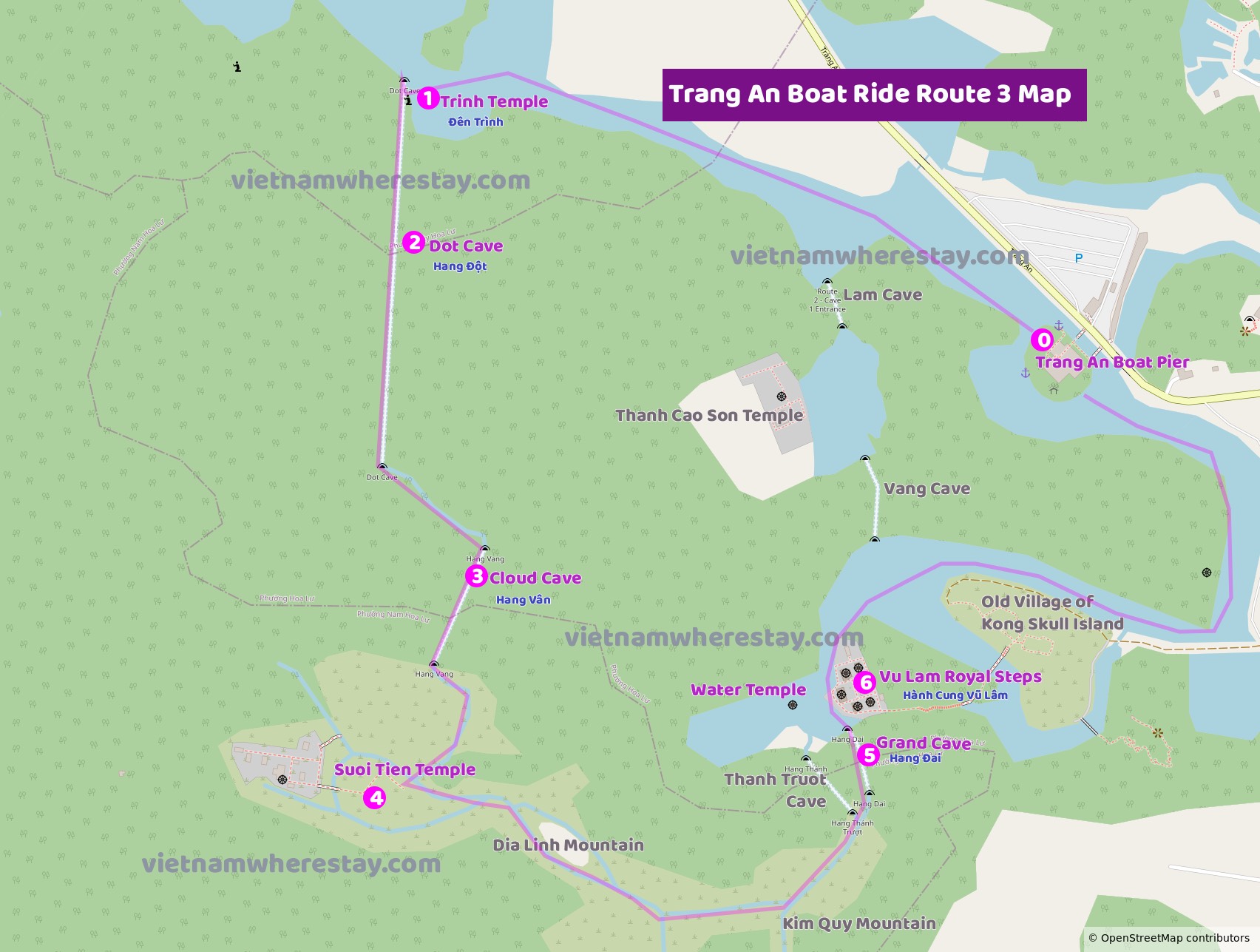 Trang An Boat tour Route 3 Map